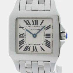 Cartier Silver Stainless Steel Santos Demoiselle W25065Z5 Quartz Women's Wristwatch 26 mm