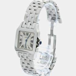 Cartier Silver Stainless Steel Santos Demoiselle W25065Z5 Quartz Women's Wristwatch 26 mm