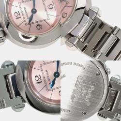 Cartier Pink Stainless Steel Miss Pasha W3140008 Quartz Women's Wristwatch 27 mm