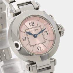 Cartier Pink Stainless Steel Miss Pasha W3140008 Quartz Women's Wristwatch 27 mm