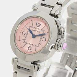 Cartier Pink Stainless Steel Miss Pasha W3140008 Quartz Women's Wristwatch 27 mm