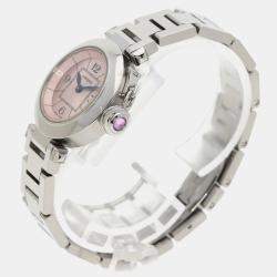 Cartier Pink Stainless Steel Miss Pasha W3140008 Quartz Women's Wristwatch 27 mm