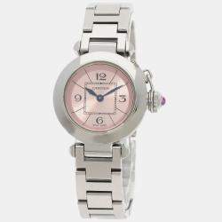 Cartier Pink Stainless Steel Miss Pasha W3140008 Quartz Women's Wristwatch 27 mm