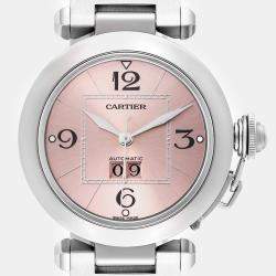 Cartier Pasha Big Date Pink Dial Steel Ladies Watch W31058M7