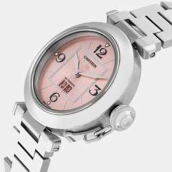 Cartier Pasha Big Date Pink Dial Steel Ladies Watch W31058M7