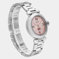 Cartier Pasha Big Date Pink Dial Steel Ladies Watch W31058M7