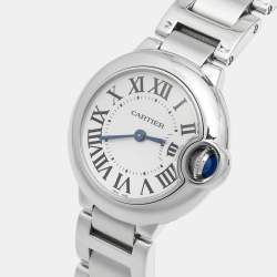 Pre Owned Cartier Silver Stainless Steel Ballon Bleu W69010Z4 Women's Wristwatch 28 mm