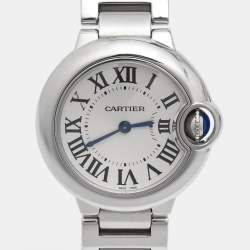 Pre Owned Cartier Silver Stainless Steel Ballon Bleu W69010Z4 Women's Wristwatch 28 mm