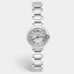Pre Owned Cartier Silver Stainless Steel Ballon Bleu W69010Z4 Women's Wristwatch 28 mm
