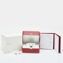 Pre Owned Cartier Silver Diamond Stainless Steel Ballon Bleu WE902075 Women's Wristwatch 36 mm