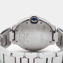 Pre Owned Cartier Silver Diamond Stainless Steel Ballon Bleu WE902075 Women's Wristwatch 36 mm