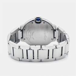 Pre Owned Cartier Silver Diamond Stainless Steel Ballon Bleu WE902075 Women's Wristwatch 36 mm