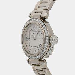 Cartier Silver 18k White Gold Pasha Automatic Women's Wristwatch 32 mm