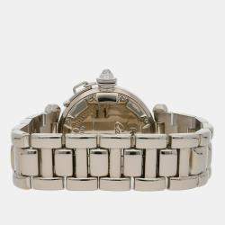 Cartier Silver 18k White Gold Pasha Automatic Women's Wristwatch 32 mm