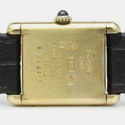 Cartier Tank Vermeil Gold Plated Leater Hand-Winding Ladies Watch 20 mm