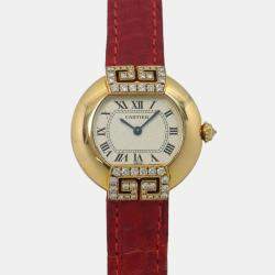 Cartier Ivory 18KYG Quartz Ellipse WB600851 Diamond  Watch