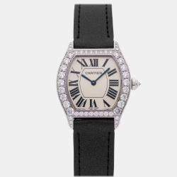 Cartier Silver 18k White Gold Tortue WA507231 Manual Winding Women's Wristwatch 28 mm