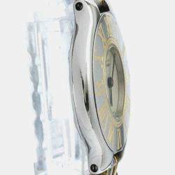 Pre Owned Cartier Silver Gold Plated Stainless Steel Must Quartz Women's Wristwatch 28 mm