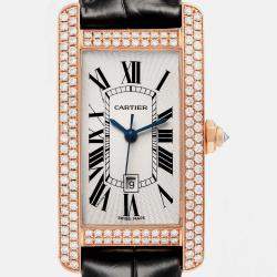 Cartier Tank Americaine Midsize Rose Gold Diamond Ladies Watch 23.0 mm