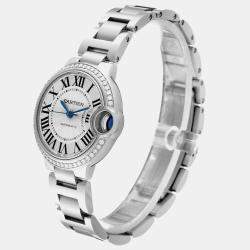 Cartier Ballon Bleu Steel Diamond Bezel Ladies Watch 33.0 mm