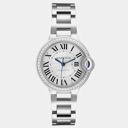 Cartier Ballon Bleu Steel Diamond Bezel Ladies Watch 33.0 mm