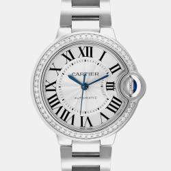 Cartier Ballon Bleu Steel Diamond Bezel Ladies Watch 33.0 mm