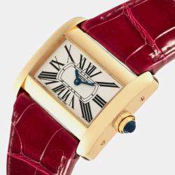 Cartier Silver 18k Yellow Gold Tank Divan W6300356 Quartz Women's Wristwatch 25 mm