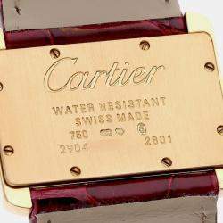 Cartier Silver 18k Yellow Gold Tank Divan W6300356 Quartz Women's Wristwatch 25 mm