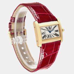 Cartier Silver 18k Yellow Gold Tank Divan W6300356 Quartz Women's Wristwatch 25 mm