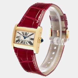 Cartier Silver 18k Yellow Gold Tank Divan W6300356 Quartz Women's Wristwatch 25 mm