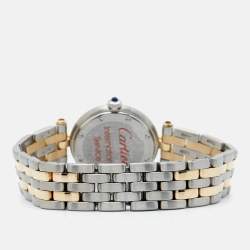 Pre Owned Cartier Silver 18K Yellow Gold And Stainless Steel Panthère Cougar 1057920 Women's Wristwatch 24 mm