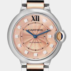 Cartier Ballon Bleu Steel Rose Gold Diamond Ladies Watch WE902054 36 mm