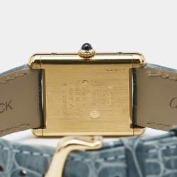 Pre Owned Cartier Yellow Vermeil Alligator Leather Must De Cartier Tank 60029 Women's Wristwatch 24 mm