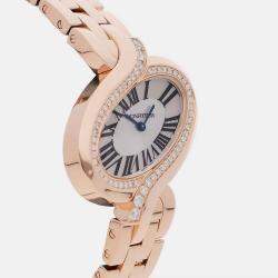 Pre Owned Cartier Silver 18k Rose Gold Delices WG800006 Quartz Women's Wristwatch 38 mm