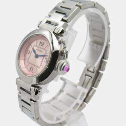 Cartier Pink Stainless Steel Miss Pasha W3140008 Quartz Women's Wristwatch 27 mm