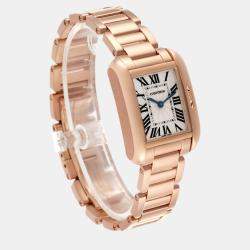 Cartier Tank Anglaise Small Silver Dial Rose Gold Ladies Watch 22.7 mm