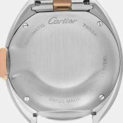 Cartier Silver 18k Rose Gold Stainless Steel Cle de Cartier W2CL0004 Automatic Women's Wristwatch 31 mm