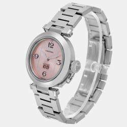 Cartier Pink Stainless Steel Pasha W31058M7 Automatic Women's Wristwatch 35 mm