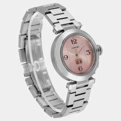 Cartier Pink Stainless Steel Pasha W31058M7 Automatic Women's Wristwatch 35 mm