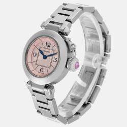 Cartier Miss Pasha Steel Pink Dial Ladies Watch W3140008 27 mm