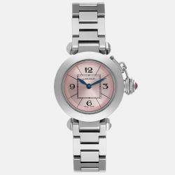 Cartier Miss Pasha Steel Pink Dial Ladies Watch W3140008 27 mm