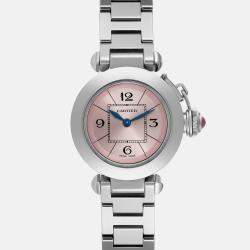 Cartier Miss Pasha Steel Pink Dial Ladies Watch W3140008 27 mm