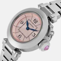 Cartier Miss Pasha Steel Pink Dial Ladies Watch W3140008 27 mm