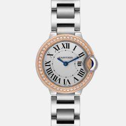 Cartier Ballon Bleu Steel Rose Gold Diamond Ladies Watch 28 mm