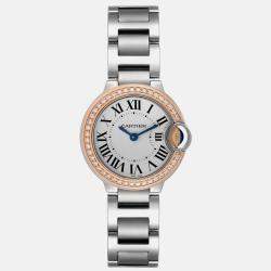 Cartier Ballon Bleu Steel Rose Gold Diamond Ladies Watch 28 mm