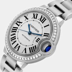 Cartier Ballon Bleu Steel Diamond Bezel Ladies Watch 33.0 mm