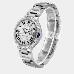 Cartier Ballon Bleu Steel Diamond Bezel Ladies Watch 33.0 mm