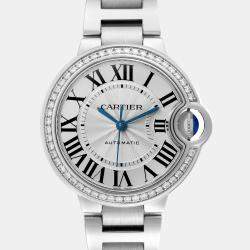 Cartier Ballon Bleu Steel Diamond Bezel Ladies Watch 33.0 mm