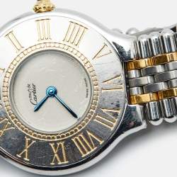 Pre Owned Cartier Silver 18K Yellow Gold Stainless Steel Must De Cartier 21 Women's Wristwatch 31 mm