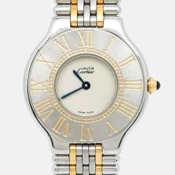 Pre Owned Cartier Silver 18K Yellow Gold Stainless Steel Must De Cartier 21 Women's Wristwatch 31 mm
